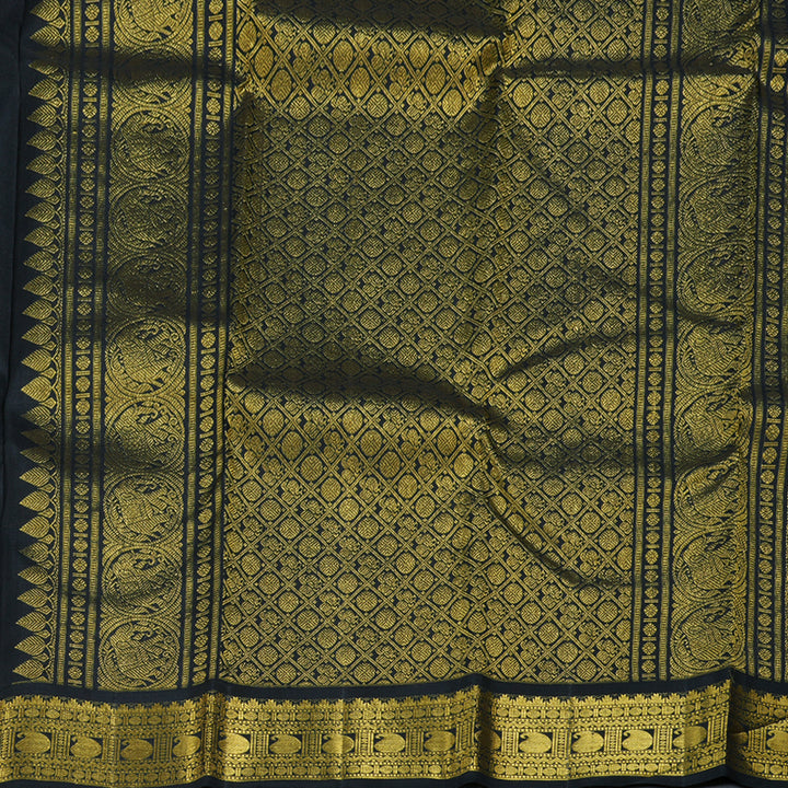 Hayagrivas Sandal Beige Handloom Kanjivaram Silk Saree with Black Border BBD1359L2-1