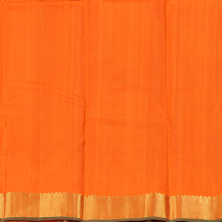 Hayagrivas Dark Purple Handloom Kanjivaram Silk Saree with Orange Border BBD1359L2-2