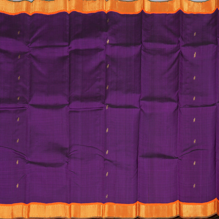 Hayagrivas Dark Purple Handloom Kanjivaram Silk Saree with Orange Border BBD1359L2-2