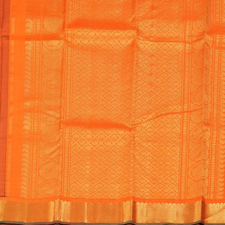 Hayagrivas Dark Purple Handloom Kanjivaram Silk Saree with Orange Border BBD1359L2-2