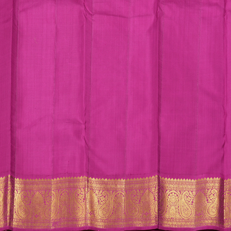 Hayagrivas Bottle Green Handloom Kanjivaram Silk Saree with Dark Pink Border BBD1361L1-1