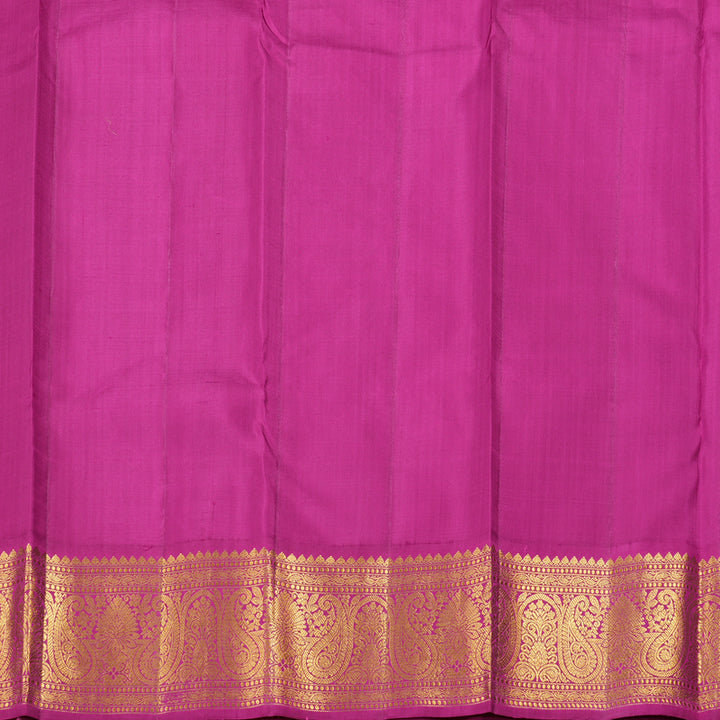 Hayagrivas Bottle Green Handloom Kanjivaram Silk Saree with Dark Pink Border BBD1361L1-1