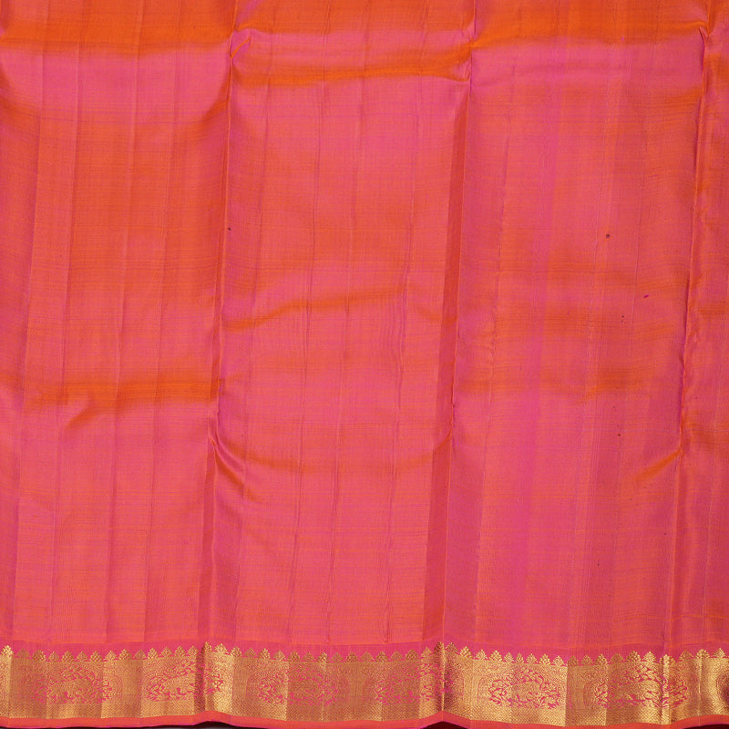 Hayagrivas Blue Handloom Kanjivaram Silk Saree with Coral Pink Border BBD1361L2-1