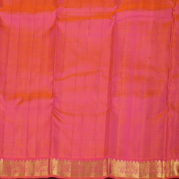 Hayagrivas Blue Handloom Kanjivaram Silk Saree with Coral Pink Border BBD1361L2-1