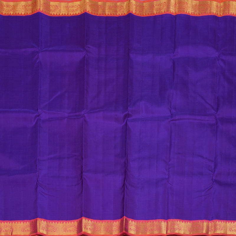 Hayagrivas Blue Handloom Kanjivaram Silk Saree with Coral Pink Border BBD1361L2-1