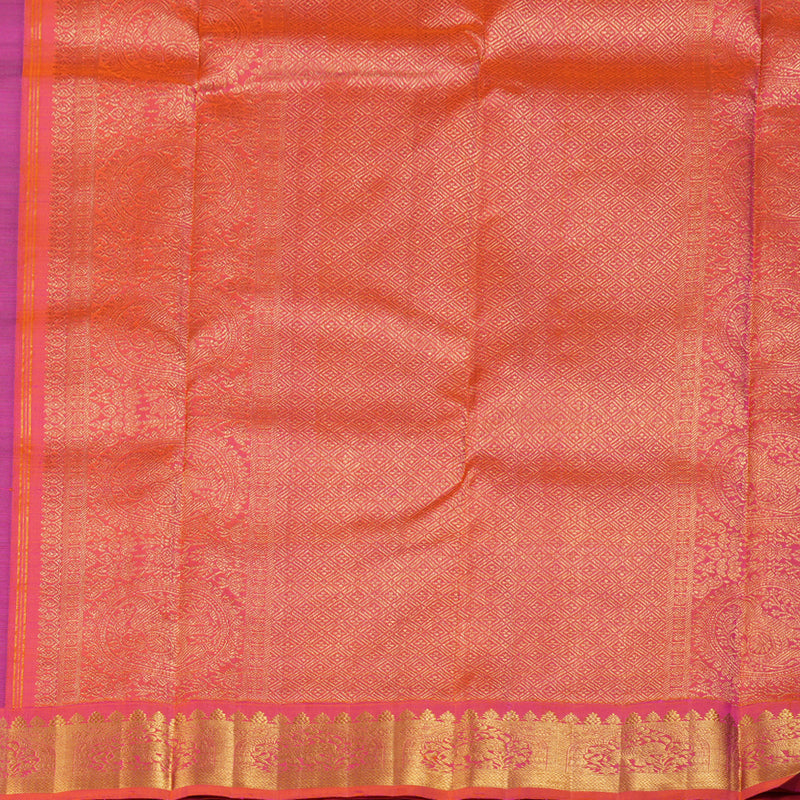Hayagrivas Blue Handloom Kanjivaram Silk Saree with Coral Pink Border BBD1361L2-1