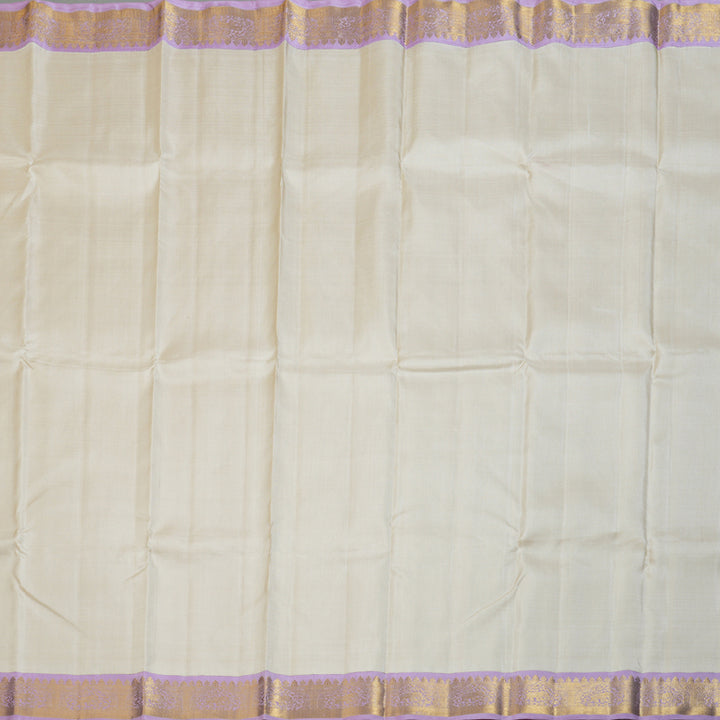 Hayagrivas Beautiful Half White Handloom Kanjivaram Silk Saree with Lavender Border BBD1361L2-3