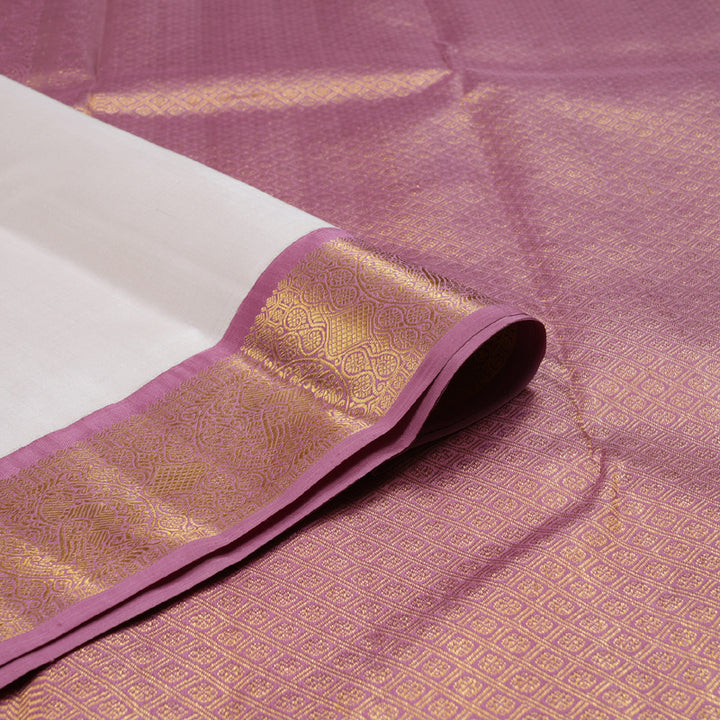 Hayagrivas Light Baby Pink Handloom Kanjivaram Silk Saree with Dark Lilac Border BBD1361L2-4