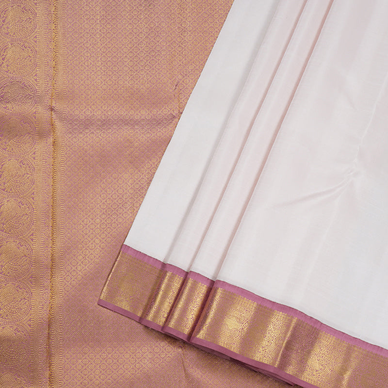 Hayagrivas Light Baby Pink Handloom Kanjivaram Silk Saree with Dark Lilac Border BBD1361L2-4