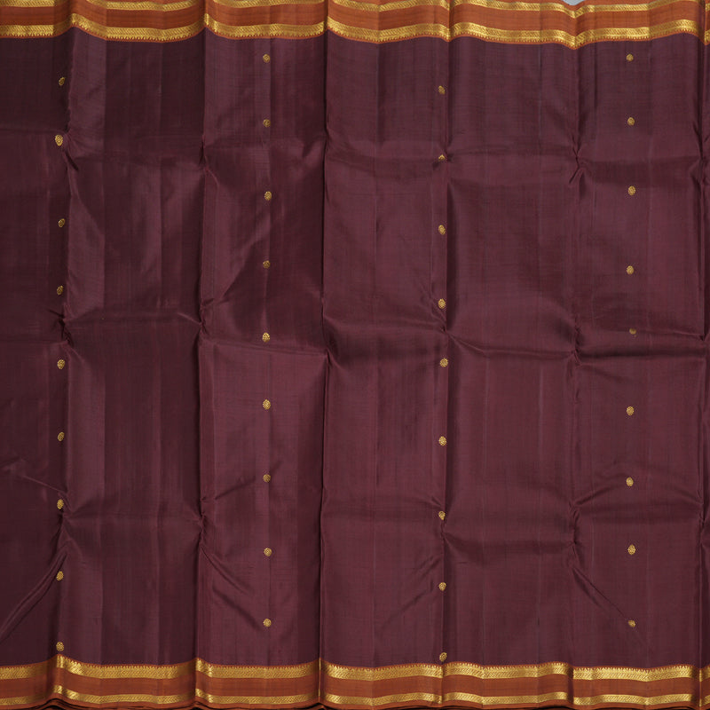 Hayagrivas Plum Purple Handloom Kanjivaram Silk Saree with Rust Orange Border BBD1361L3-1