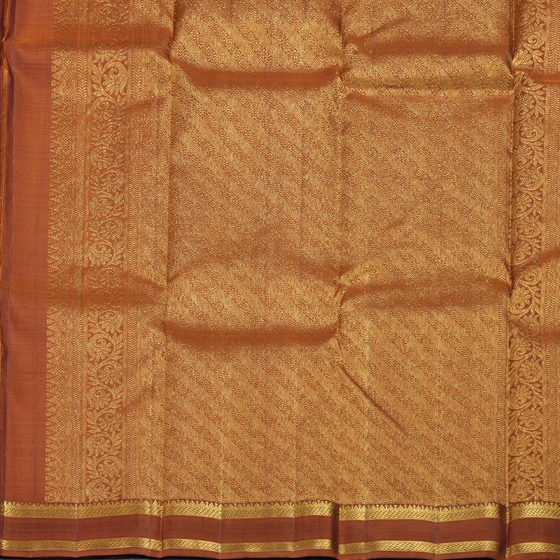Hayagrivas Plum Purple Handloom Kanjivaram Silk Saree with Rust Orange Border BBD1361L3-1