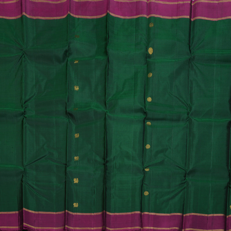 Hayagrivas Bottle Green Handloom Kanjivaram Silk Saree with Purple Border BBD1363L5-3