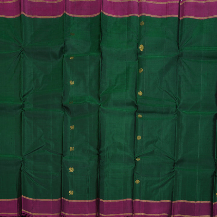 Hayagrivas Bottle Green Handloom Kanjivaram Silk Saree with Purple Border BBD1363L5-3