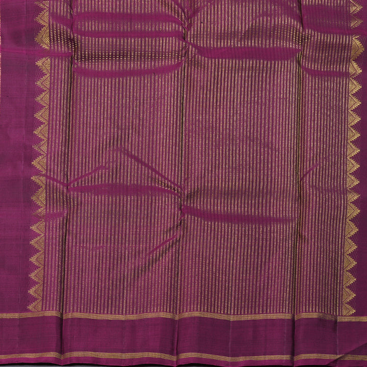 Hayagrivas Bottle Green Handloom Kanjivaram Silk Saree with Purple Border BBD1363L5-3