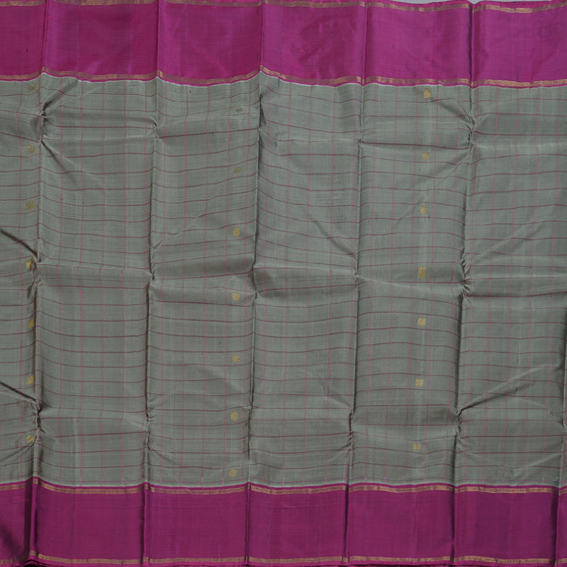 Hayagrivas Dark Grey Handloom Kanjivaram Silk Saree with Purple Border BBD1363L5-4