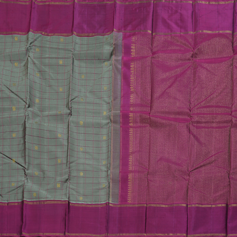 Hayagrivas Dark Grey Handloom Kanjivaram Silk Saree with Purple Border BBD1363L5-4