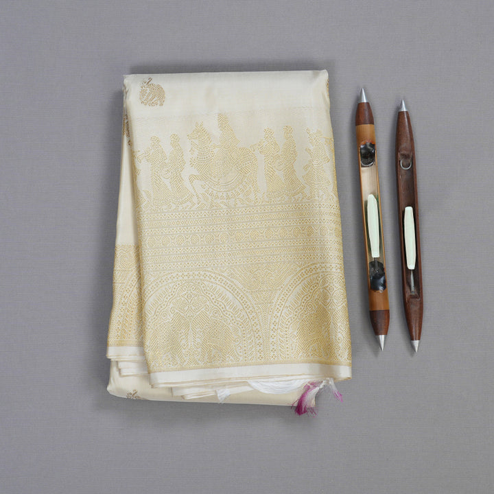 Hayagrivas Half White Handloom Kanjivaram Silk Saree BBD1367L7-1