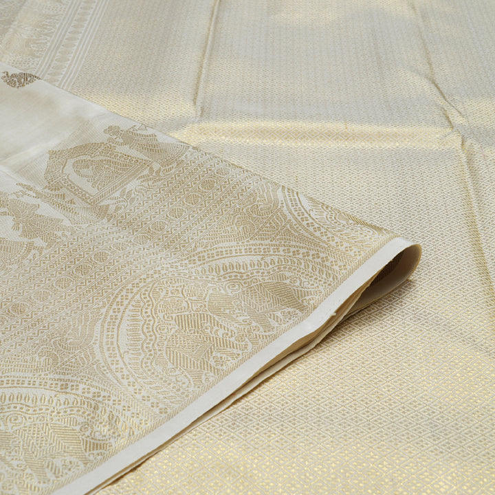 Hayagrivas Half White Handloom Kanjivaram Silk Saree BBD1367L7-1