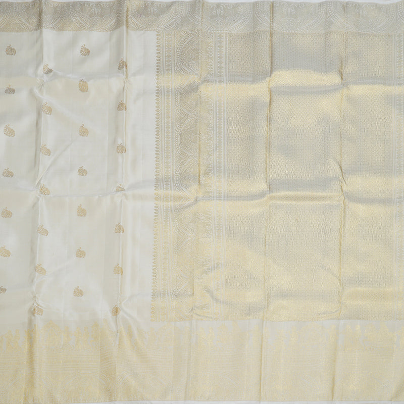 Hayagrivas Half White Handloom Kanjivaram Silk Saree BBD1367L7-1