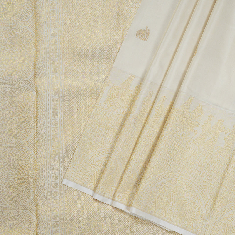 Hayagrivas Half White Handloom Kanjivaram Silk Saree BBD1367L7-1