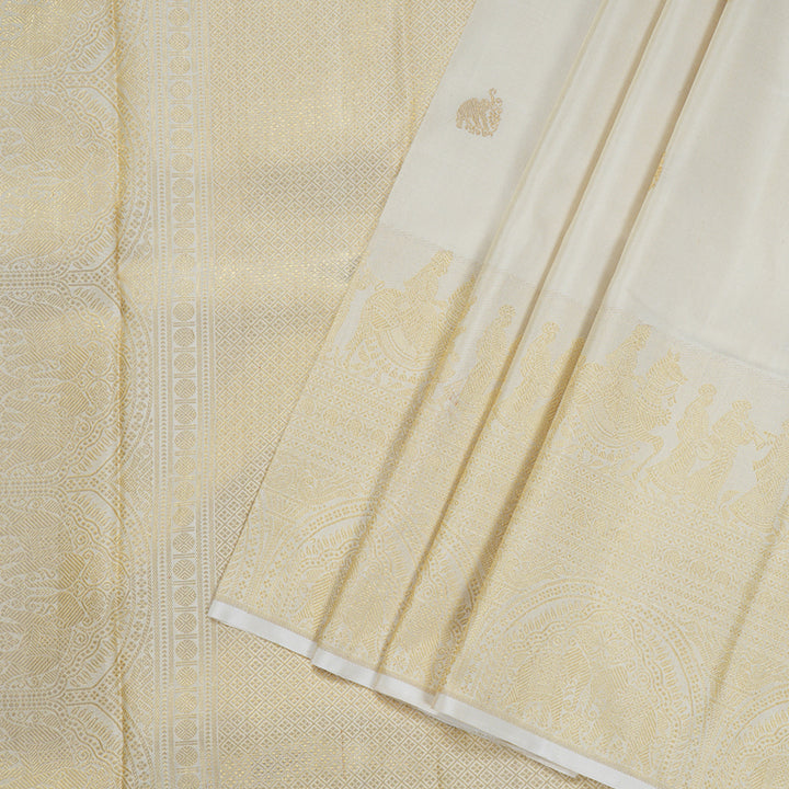 Hayagrivas Half White Handloom Kanjivaram Silk Saree BBD1367L7-1