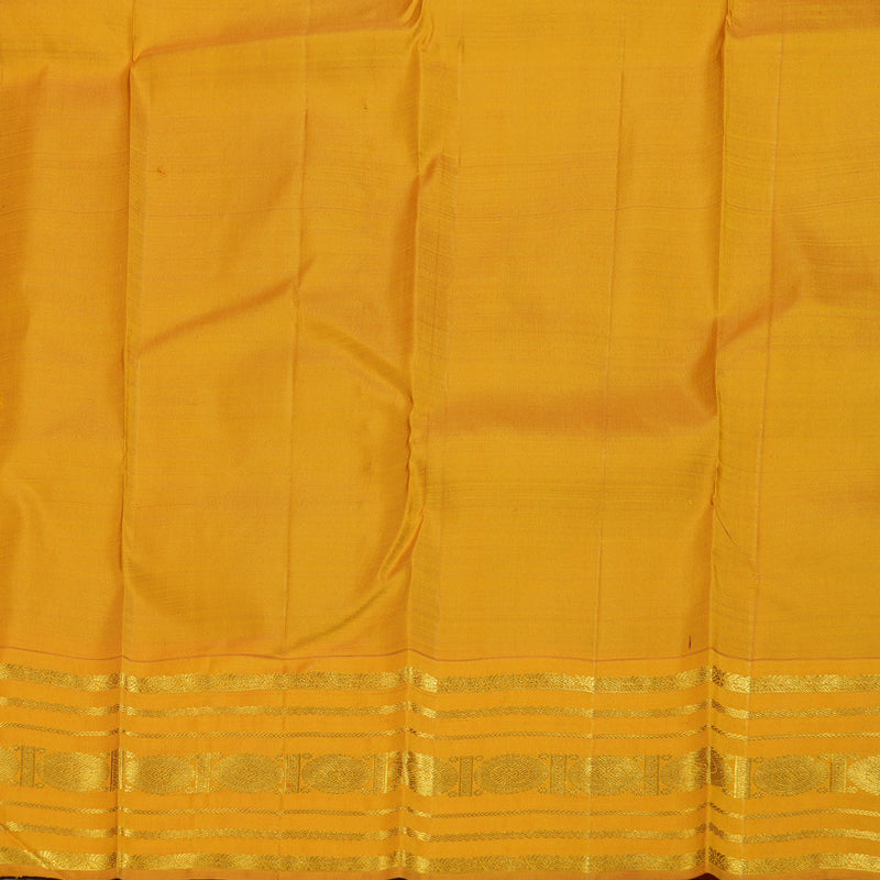 Hayagrivas Dark Brown Handloom Kanjivaram Silk Saree with Mustard Border BBD1370L3-3