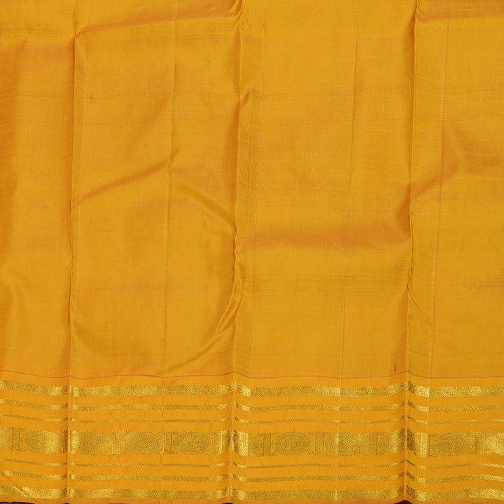 Hayagrivas Dark Brown Handloom Kanjivaram Silk Saree with Mustard Border BBD1370L3-3