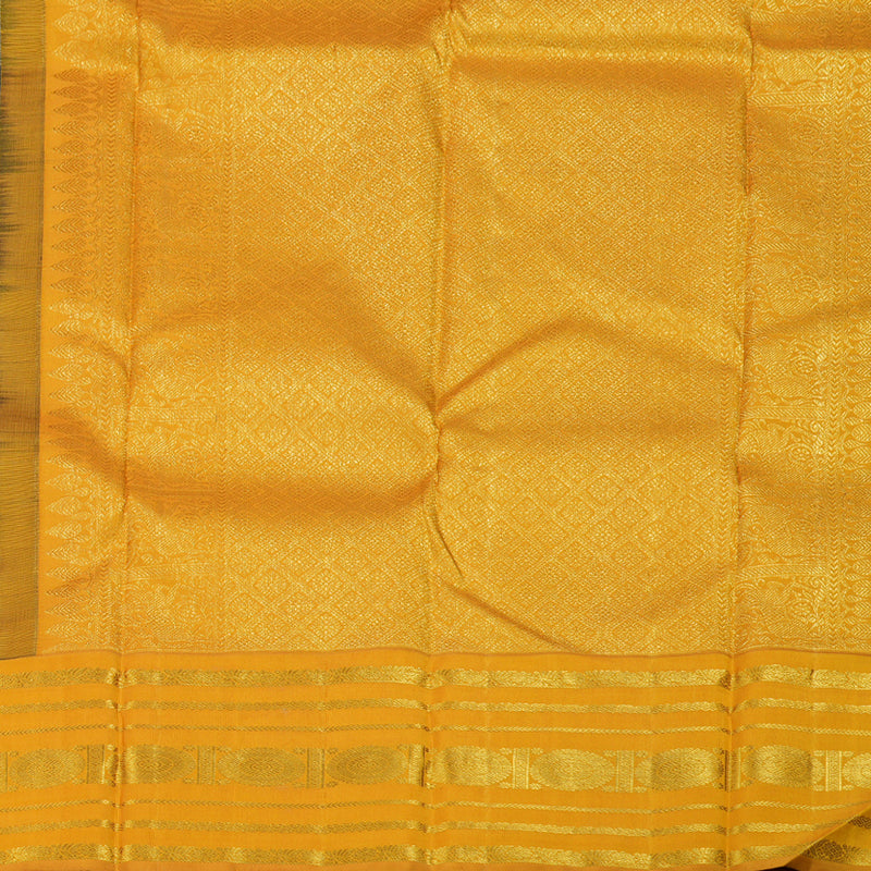 Hayagrivas Dark Brown Handloom Kanjivaram Silk Saree with Mustard Border BBD1370L3-3