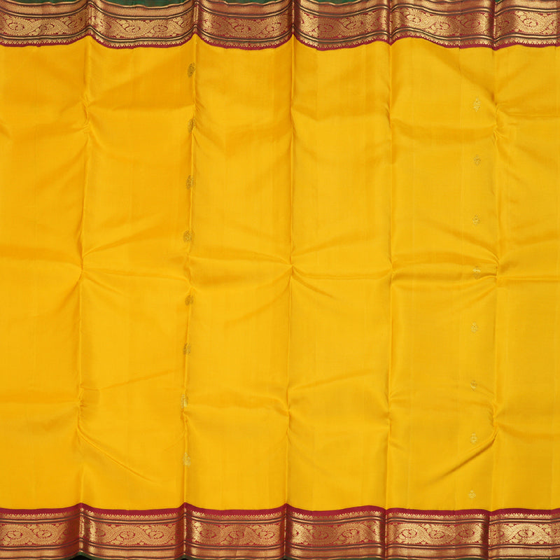 Hayagrivas Yellow Handloom Kanjivaram Silk Saree with Maroon Border BBD1370L3-4