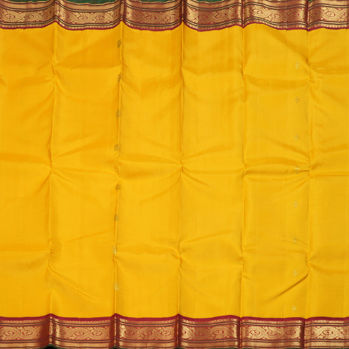 Hayagrivas Yellow Handloom Kanjivaram Silk Saree with Maroon Border BBD1370L3-4