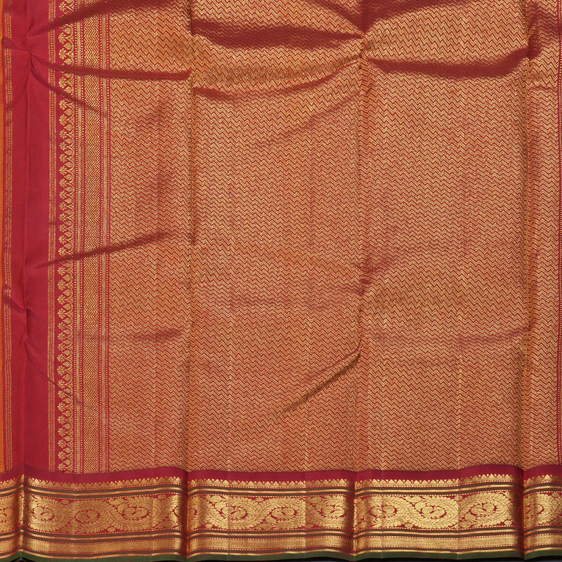 Hayagrivas Yellow Handloom Kanjivaram Silk Saree with Maroon Border BBD1370L3-4