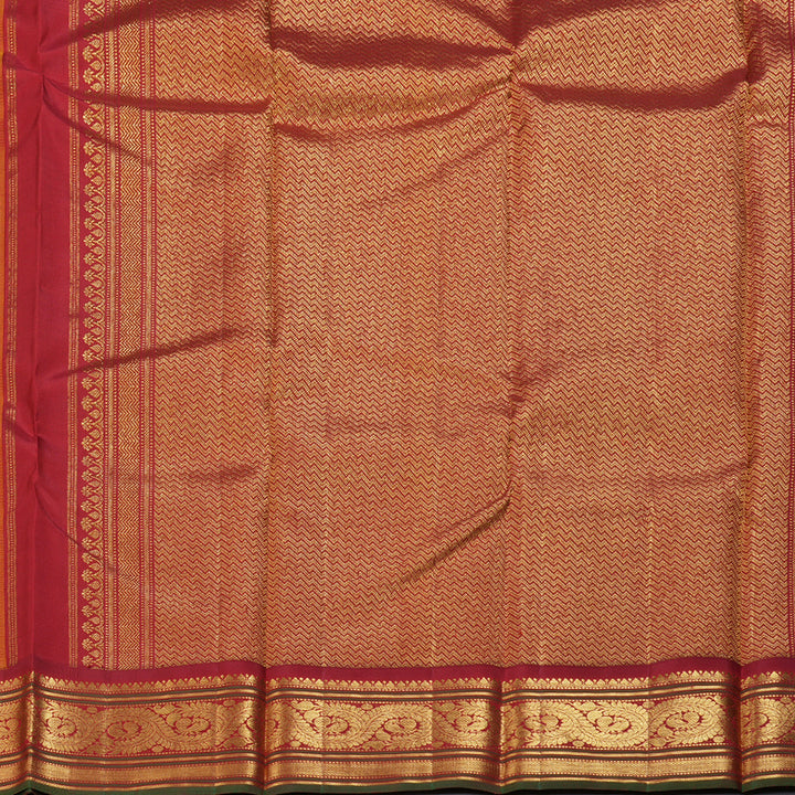 Hayagrivas Yellow Handloom Kanjivaram Silk Saree with Maroon Border BBD1370L3-4