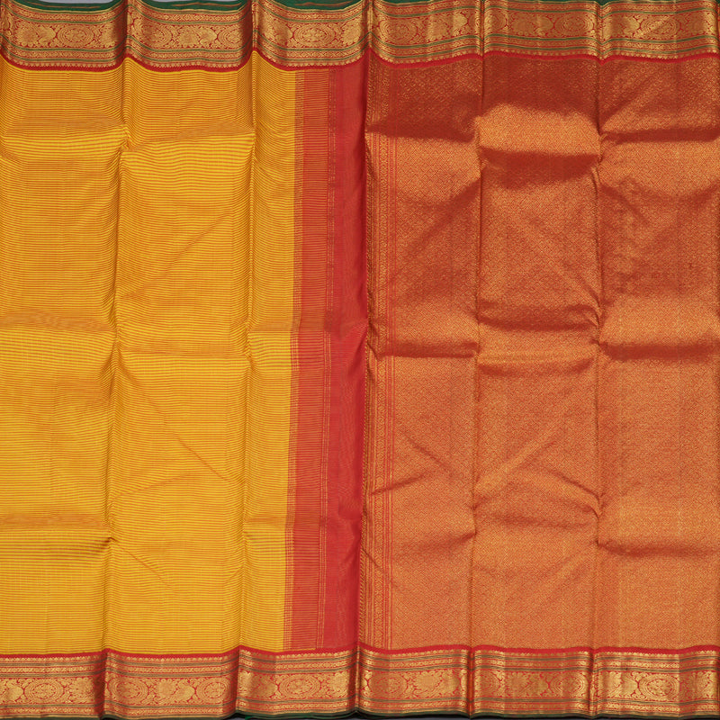 Hayagrivas Yellow With Red  Handloom Kanjivaram Silk Saree with Red Border BBD1370L4-1