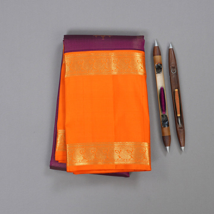 Hayagrivas Purple Handloom Kanjivaram Silk Saree with Orange Border BBD1370L4-2