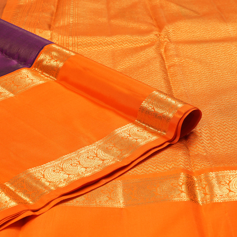 Hayagrivas Purple Handloom Kanjivaram Silk Saree with Orange Border BBD1370L4-2