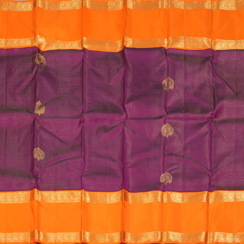 Hayagrivas Purple Handloom Kanjivaram Silk Saree with Orange Border BBD1370L4-2