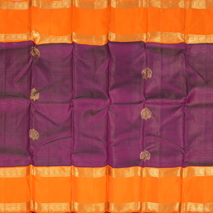 Hayagrivas Purple Handloom Kanjivaram Silk Saree with Orange Border BBD1370L4-2