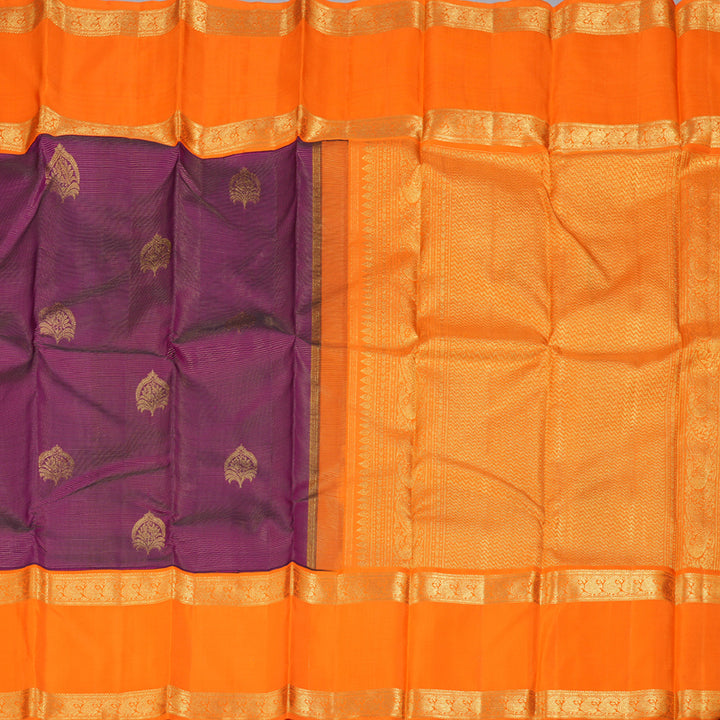 Hayagrivas Purple Handloom Kanjivaram Silk Saree with Orange Border BBD1370L4-2