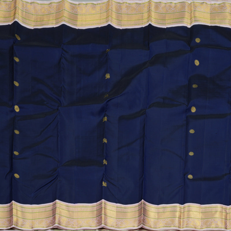 Hayagrivas Dark Blue Handloom Kanjivaram Silk Saree with Light Baby Pink Border BBD1370L5-2