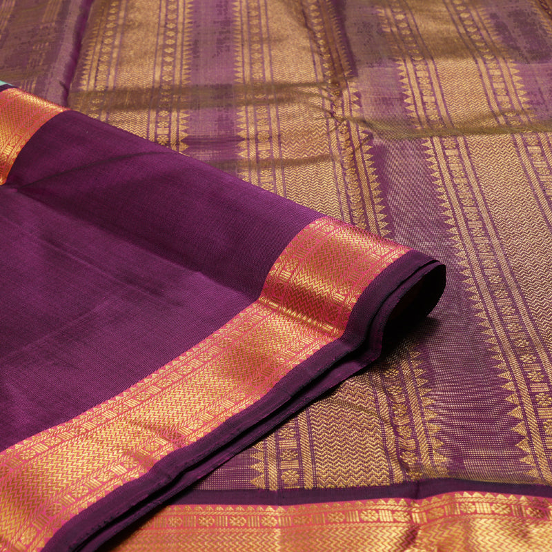 Hayagrivas Light Pastel Green Handloom Kanjivaram Silk Saree with Dark Purple Border BBD1370L5-5