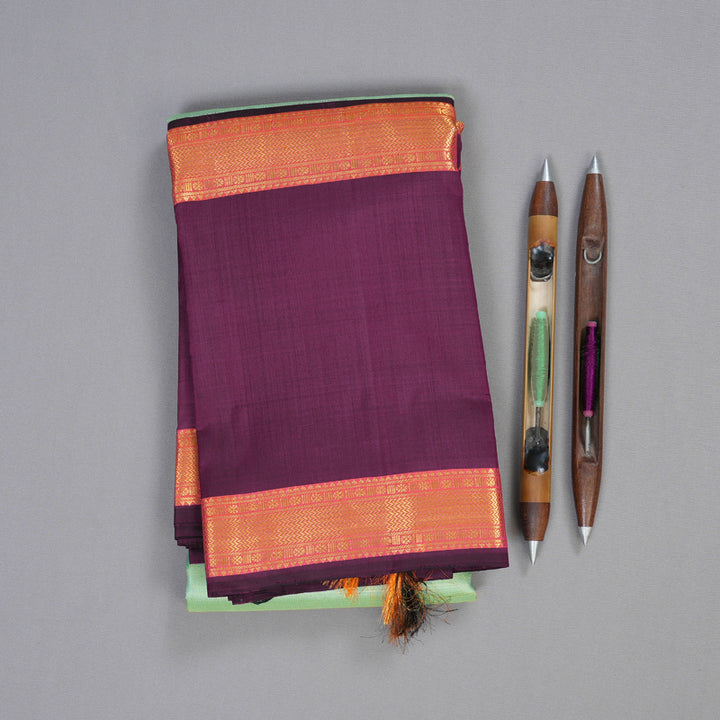 Hayagrivas Light Pastel Green Handloom Kanjivaram Silk Saree with Dark Purple Border BBD1370L5-5