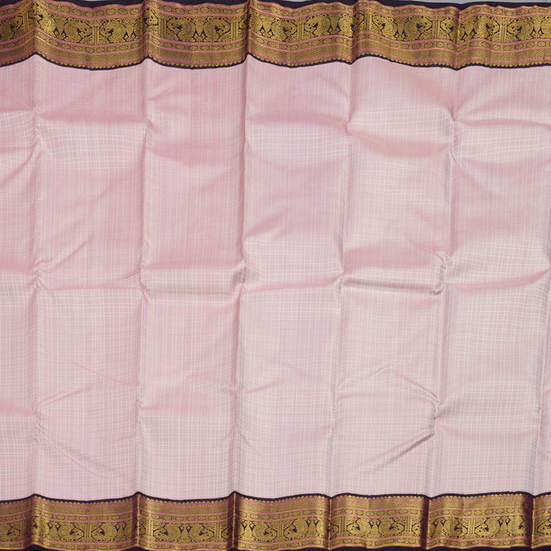Hayagrivas Baby Pink Handloom Kanjivaram Silk Saree with Dark Purple Border BBD1370L5-6