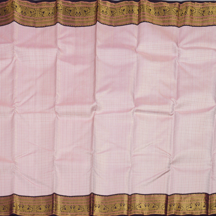 Hayagrivas Baby Pink Handloom Kanjivaram Silk Saree with Dark Purple Border BBD1370L5-6