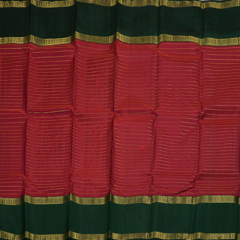 Hayagrivas Maroon Red Handloom Kanjivaram Silk Saree with Bottle Green Border BBD1371L1-1