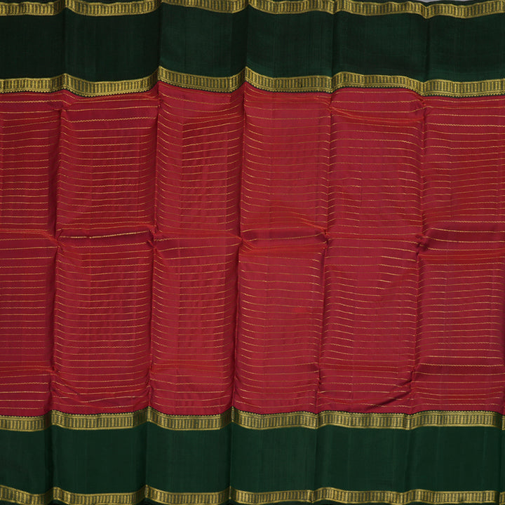 Hayagrivas Maroon Red Handloom Kanjivaram Silk Saree with Bottle Green Border BBD1371L1-1