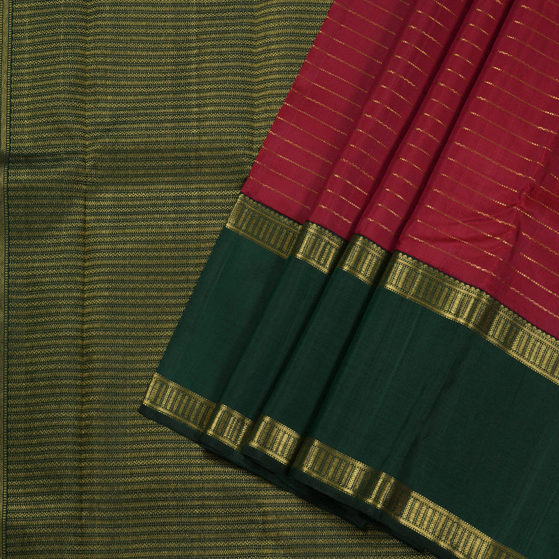 Hayagrivas Maroon Red Handloom Kanjivaram Silk Saree with Bottle Green Border BBD1371L1-1