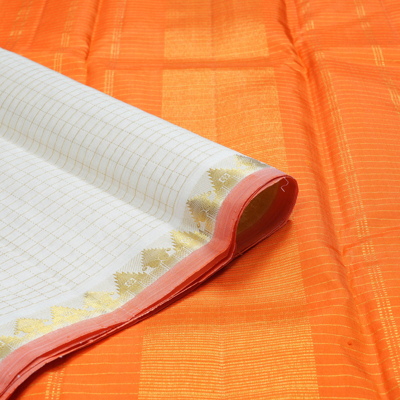 Hayagrivas White Handloom Kanjivaram Silk Saree BBD1374L2-5