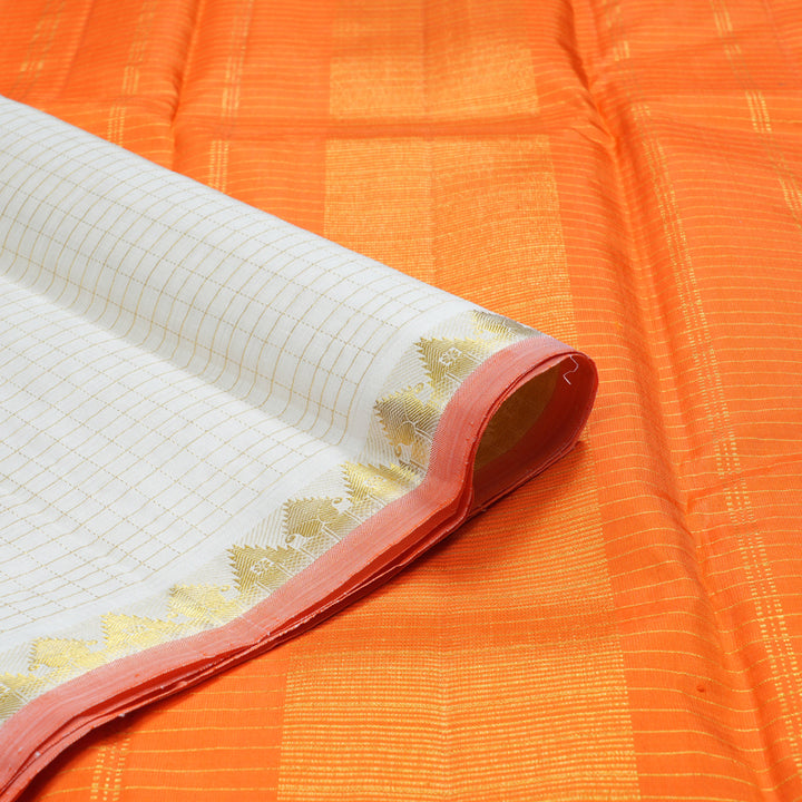 Hayagrivas White Handloom Kanjivaram Silk Saree BBD1374L2-5