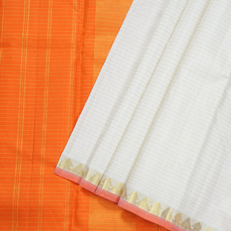 Hayagrivas White Handloom Kanjivaram Silk Saree BBD1374L2-5