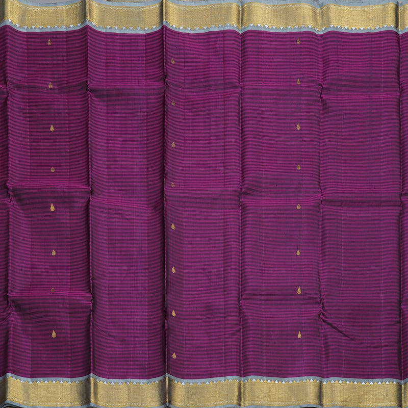 Hayagrivas Dark Purple Handloom Kanjivaram Silk Saree with Dark Grey Border BBD1376L1-1